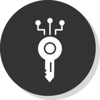digitaal sleutel glyph schaduw cirkel icoon ontwerp vector