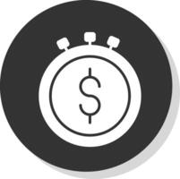 tijd is geld glyph schaduw cirkel icoon ontwerp vector
