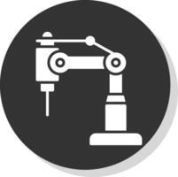 robot arm glyph schaduw cirkel icoon ontwerp vector