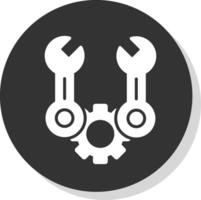 moersleutel glyph schaduw cirkel icoon ontwerp vector