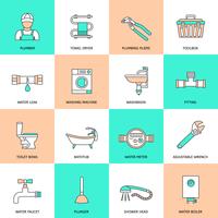 Sanitair pictogrammen Flat Line Set vector