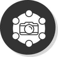 camera glyph schaduw cirkel icoon ontwerp vector