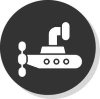onderzeeër glyph schaduw cirkel icoon ontwerp vector