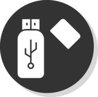 USB glyph schaduw cirkel icoon ontwerp vector