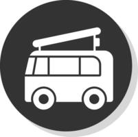 camper busje glyph schaduw cirkel icoon ontwerp vector