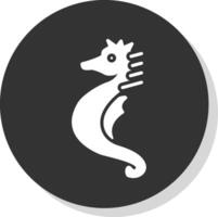 zeepaardje glyph schaduw cirkel icoon ontwerp vector