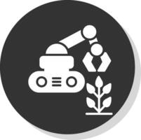 agrarisch robot glyph schaduw cirkel icoon ontwerp vector