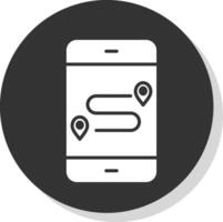 GPS glyph schaduw cirkel icoon ontwerp vector