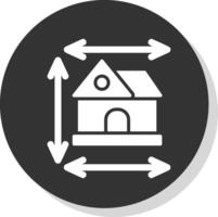 huis dimensies glyph schaduw cirkel icoon ontwerp vector