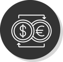 valuta uitwisseling glyph ten gevolge cirkel icoon ontwerp vector