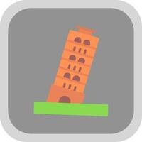Pisa toren vlak ronde hoek icoon ontwerp vector