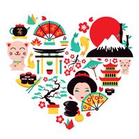 Japan symbolen hart vector