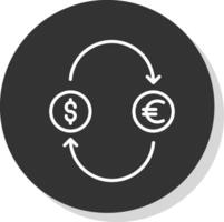 uitwisseling geld lijn schaduw cirkel icoon ontwerp vector