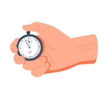 tijdopnemer, hand- houdt een stopwatch. tijd beheer concept. vector
