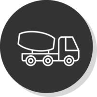 cement vrachtauto lijn schaduw cirkel icoon ontwerp vector