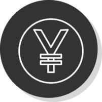 yen munt lijn schaduw cirkel icoon ontwerp vector