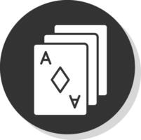 poker kaarten glyph schaduw cirkel icoon ontwerp vector