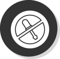 Nee schroevedraaier glyph schaduw cirkel icoon ontwerp vector