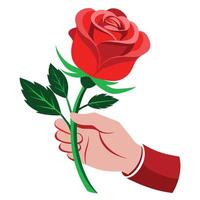 een hand- Holding roos vlak stijl illustratie vector