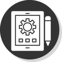 tablet glyph schaduw cirkel icoon ontwerp vector