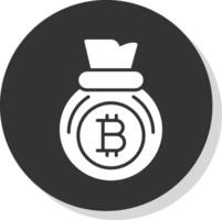 bitcoin zak glyph schaduw cirkel icoon ontwerp vector