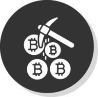 bitcoin mijnbouw glyph schaduw cirkel icoon ontwerp vector