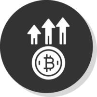 bitcoin omhoog glyph schaduw cirkel icoon ontwerp vector