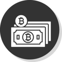 bitcoin contant geld glyph schaduw cirkel icoon ontwerp vector