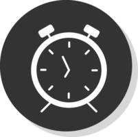 alarm klok glyph schaduw cirkel icoon ontwerp vector