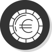 euro munt glyph schaduw cirkel icoon ontwerp vector