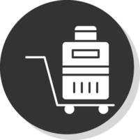 bagage trolley glyph schaduw cirkel icoon ontwerp vector