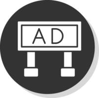 reclame glyph schaduw cirkel icoon ontwerp vector
