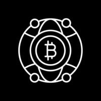 globaal bitcoin lijn omgekeerd icoon ontwerp vector