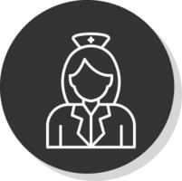 verpleegster lijn schaduw cirkel icoon ontwerp vector