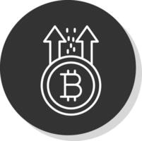 bitcoin stijgen lijn schaduw cirkel icoon ontwerp vector