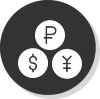 valuta's glyph schaduw cirkel icoon ontwerp vector