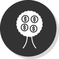geld boom glyph schaduw cirkel icoon ontwerp vector