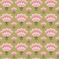 vlak naadloos patroon met abstract bloemen in volk stijl en gedempt kleuren. botanisch patroon in boho stijl. hand- getrokken illustratie in pastel kleuren. afdrukken ontwerp voor textiel vector