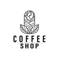 gemakkelijk cafeïne drinken koffie logo ontwerp cafe bedrijf koffie bonen, bar, restaurant wijnoogst model- vector