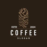 gemakkelijk cafeïne drinken koffie logo ontwerp cafe bedrijf koffie bonen, bar, restaurant wijnoogst model- vector
