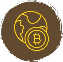 bitcoin wereld lijn helling icoon ontwerp vector