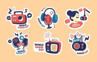 wereld radio dag stickers set