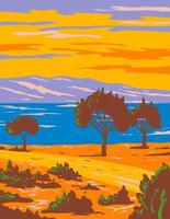 Bear Lake State Park langs de oever van het rendez-vous strand utah usa wpa poster art vector