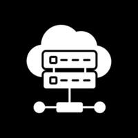 wolk databank glyph omgekeerd icoon ontwerp vector