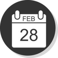 februari glyph schaduw cirkel icoon ontwerp vector