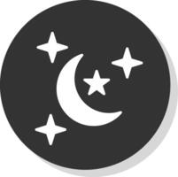 nacht glyph schaduw cirkel icoon ontwerp vector