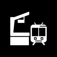 spoorweg station glyph omgekeerd icoon ontwerp vector