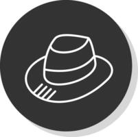 fedora lijn schaduw cirkel icoon ontwerp vector