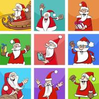 cartoon santa claus kerst tekens set vector