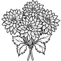 chrysant bloem boeket schets illustratie kleur boek bladzijde ontwerp, chrysant bloem boeket zwart en wit lijn kunst tekening kleur boek Pagina's voor kinderen en volwassenen vector